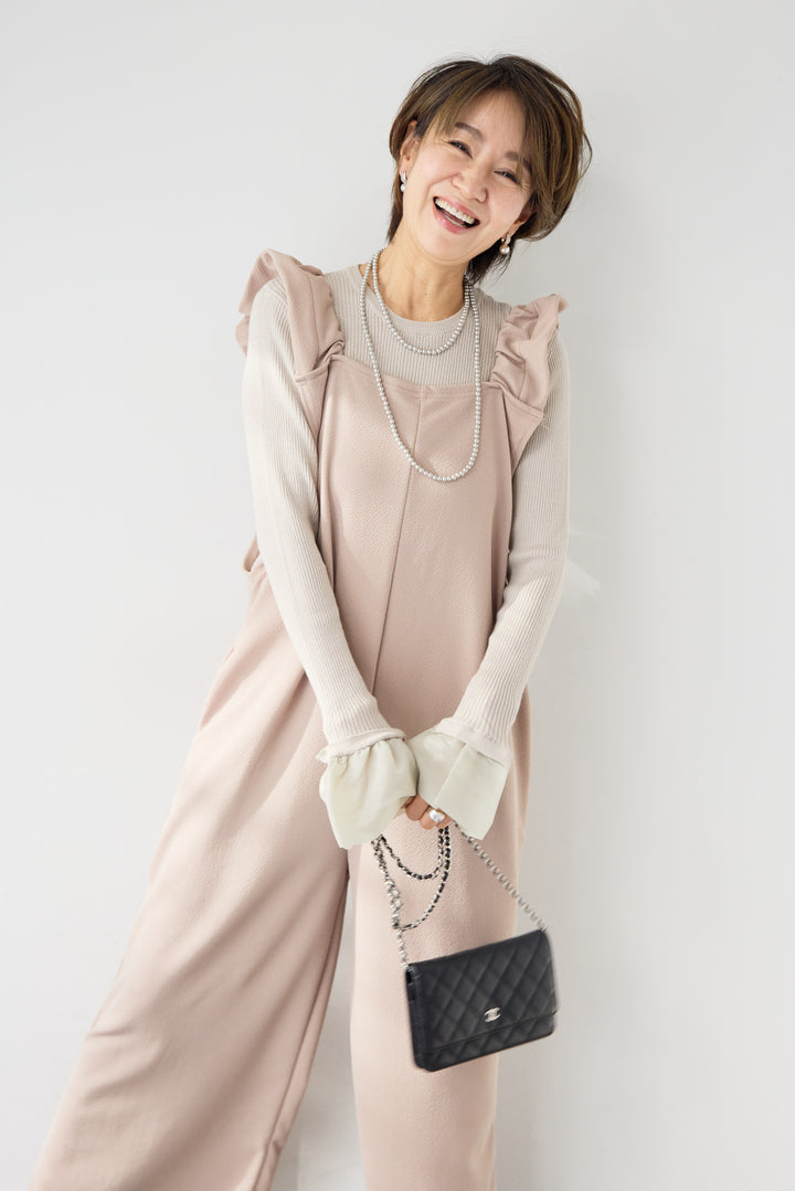 フリルショルダーオールインワン