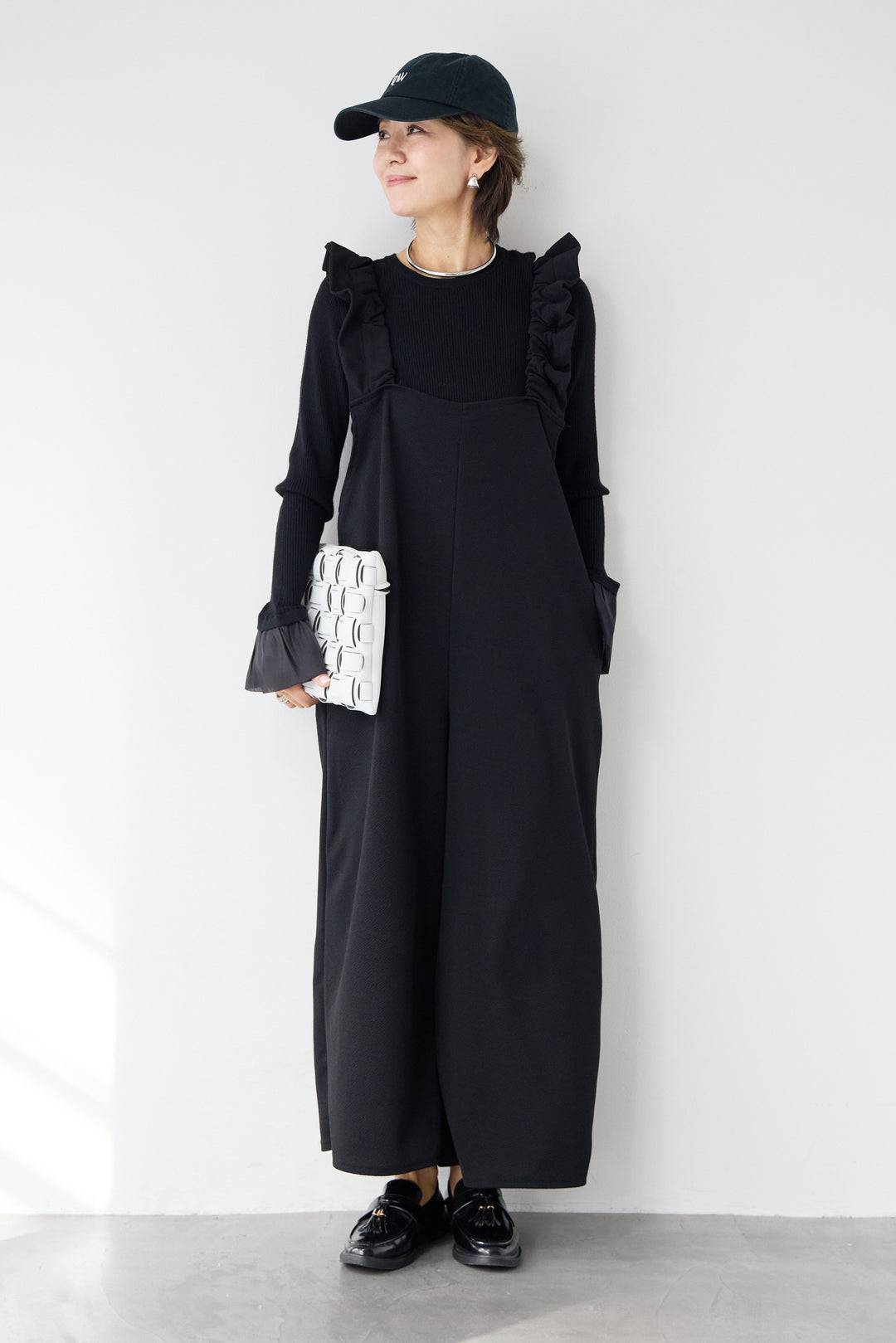 フリルショルダーオールインワン