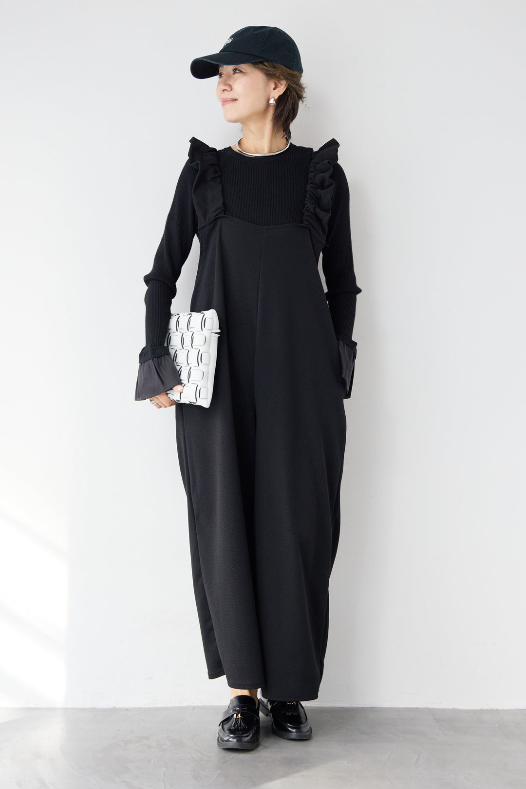 フリルショルダーオールインワン