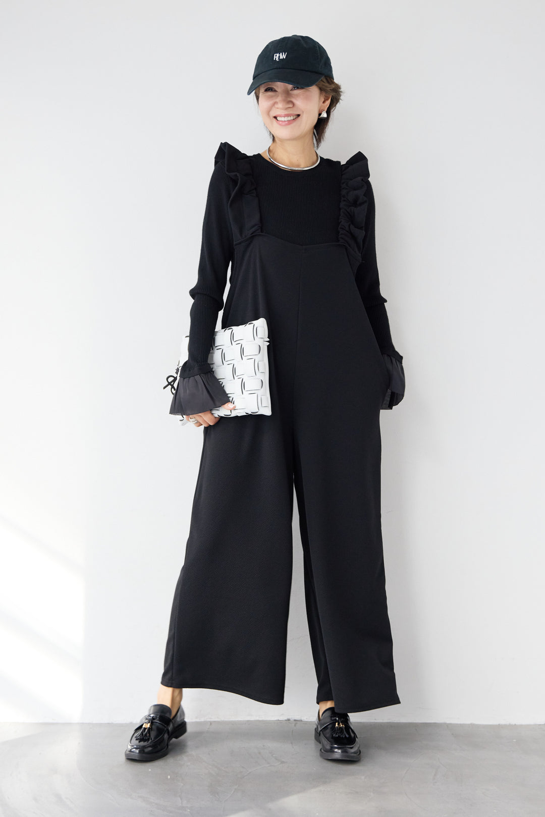 フリルショルダーオールインワン