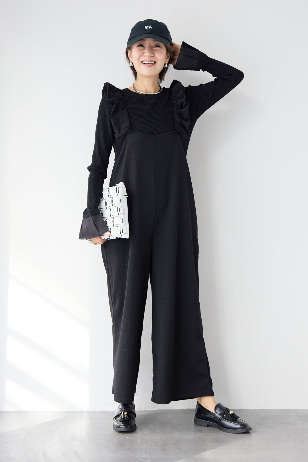 フリルショルダーオールインワン