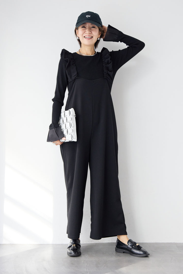 フリルショルダーオールインワン