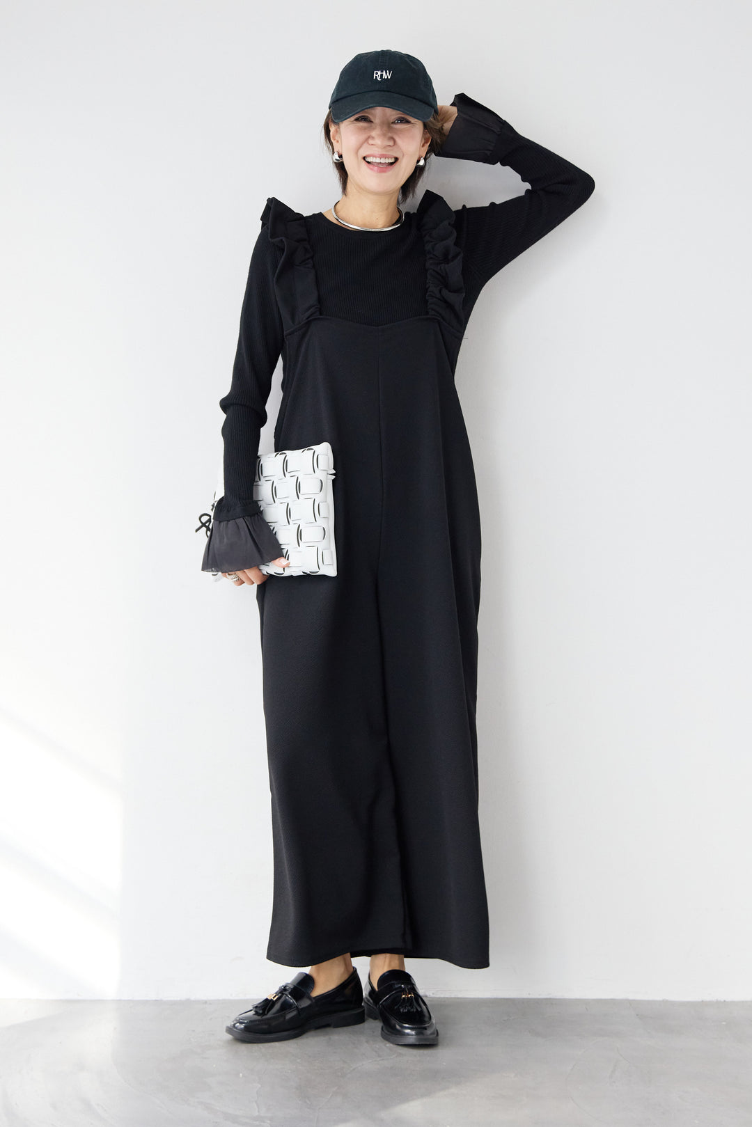 フリルショルダーオールインワン