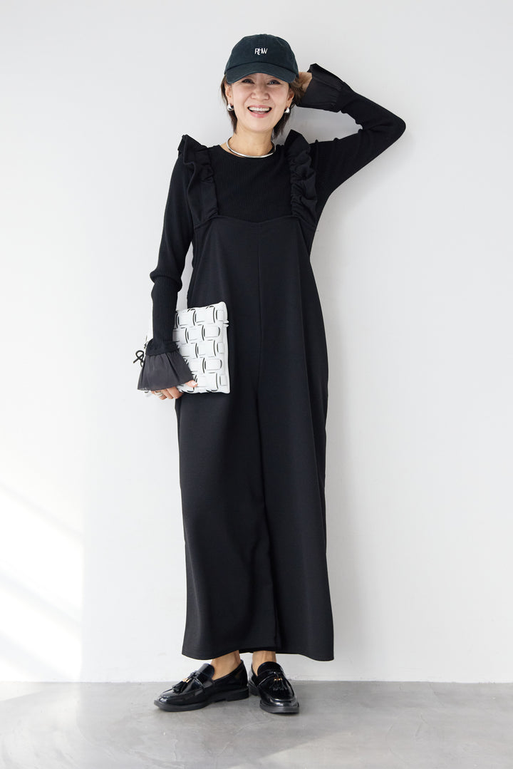 フリルショルダーオールインワン