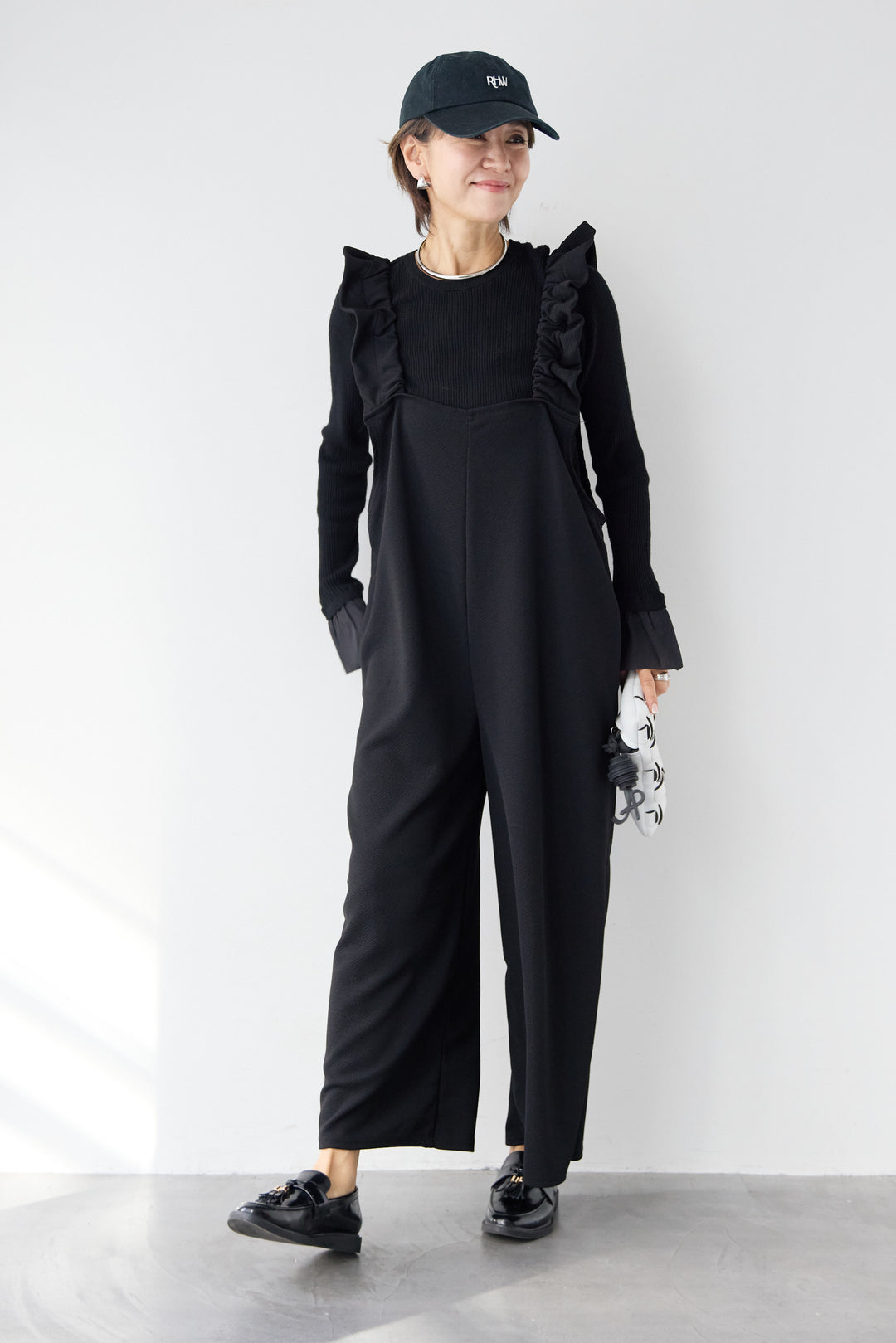 フリルショルダーオールインワン