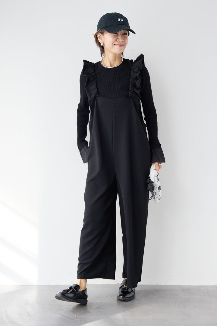 フリルショルダーオールインワン