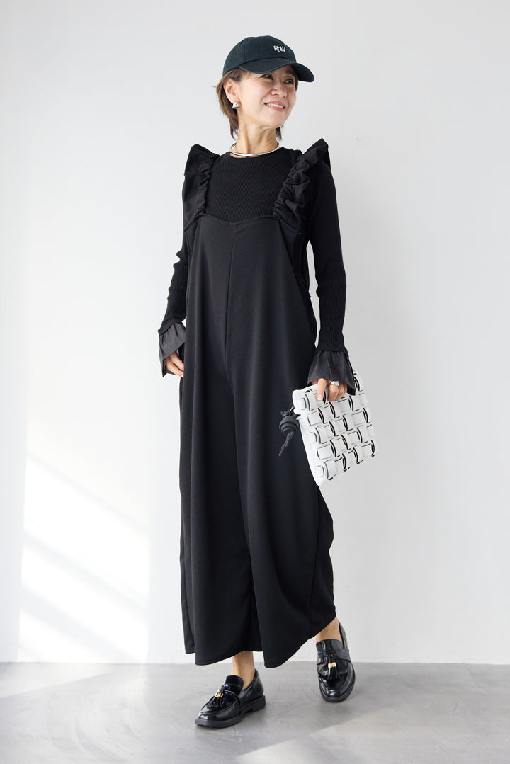 フリルショルダーオールインワン