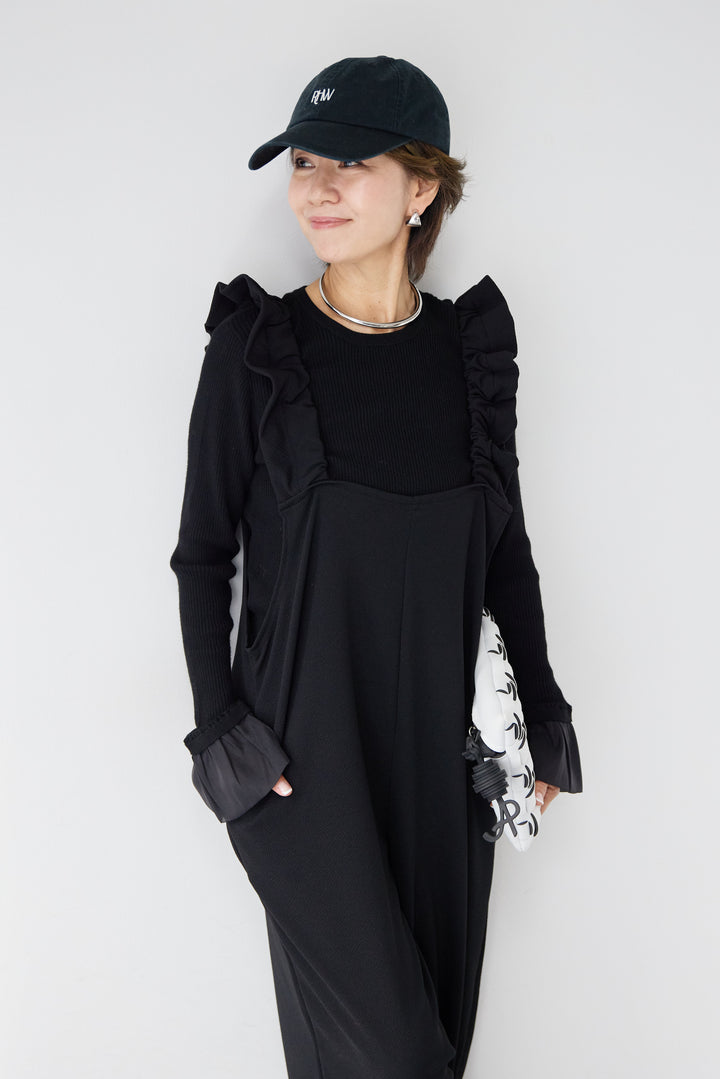 フリルショルダーオールインワン