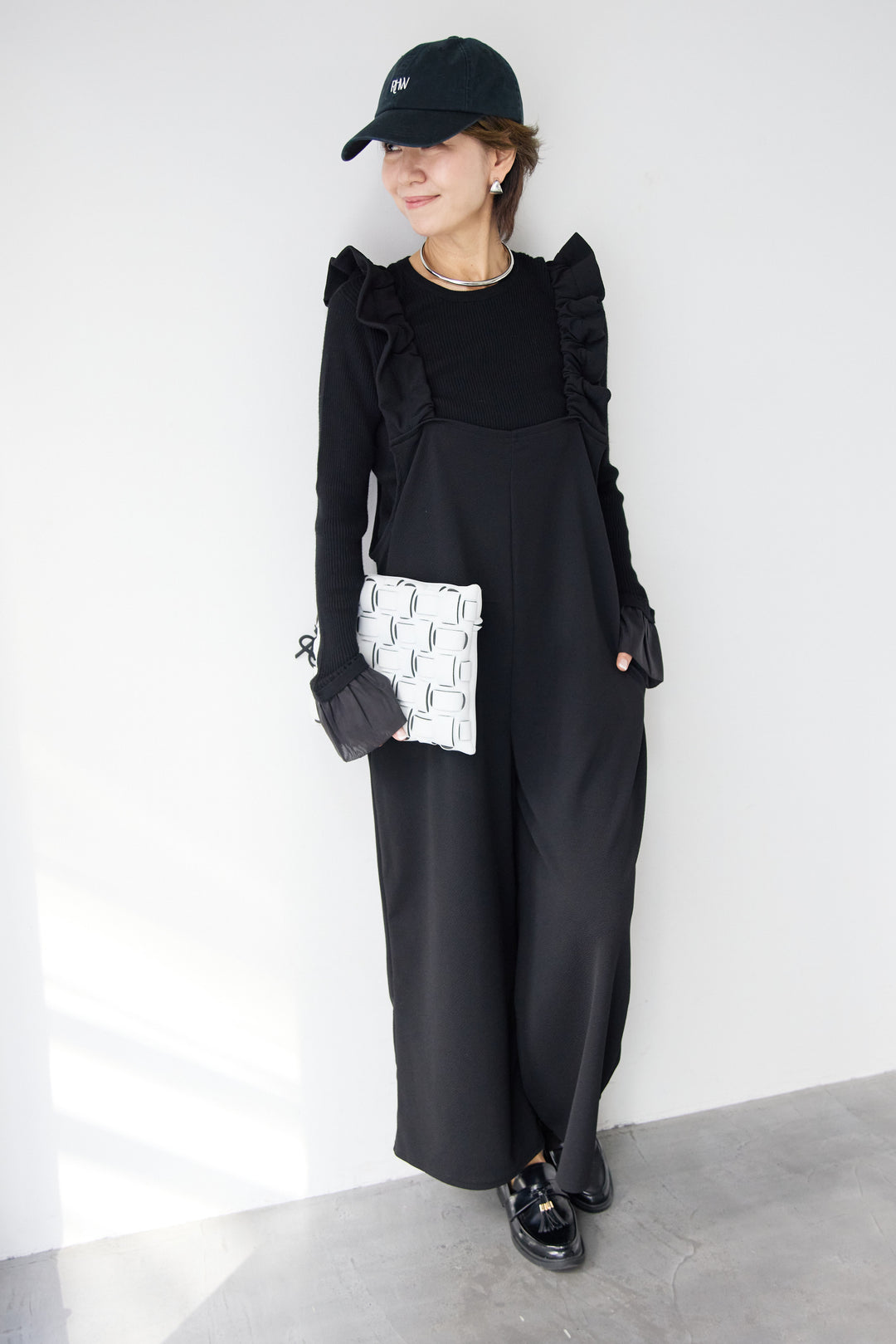 フリルショルダーオールインワン