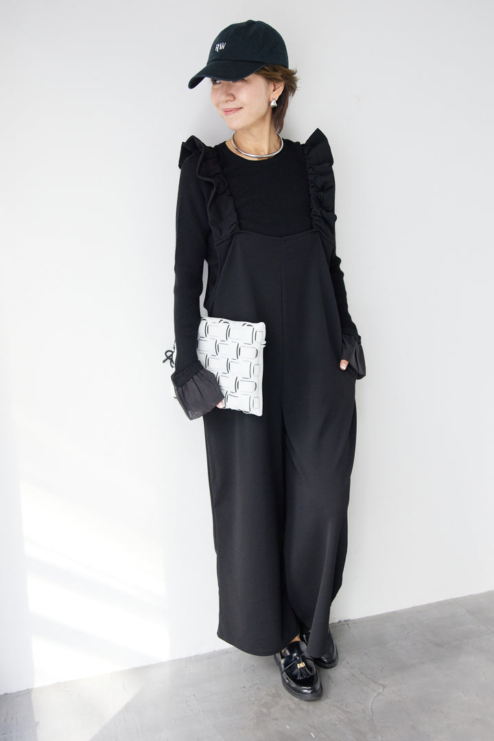 フリルショルダーオールインワン