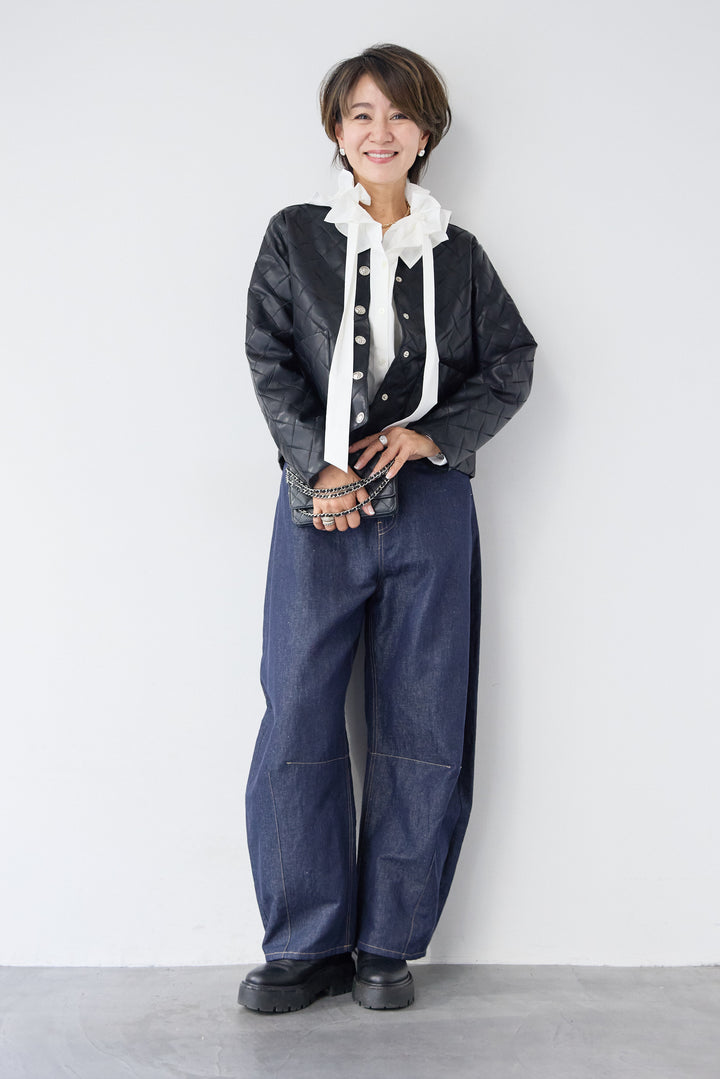 キルティングフェイクレザージャケット