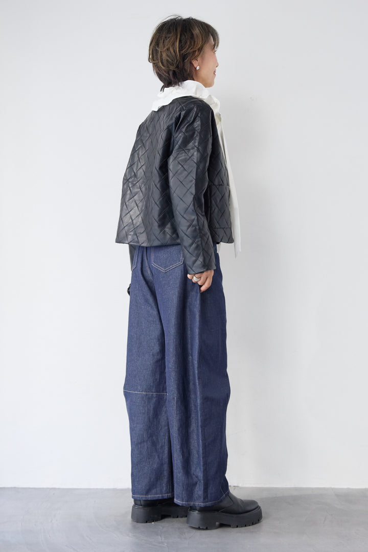 キルティングフェイクレザージャケット