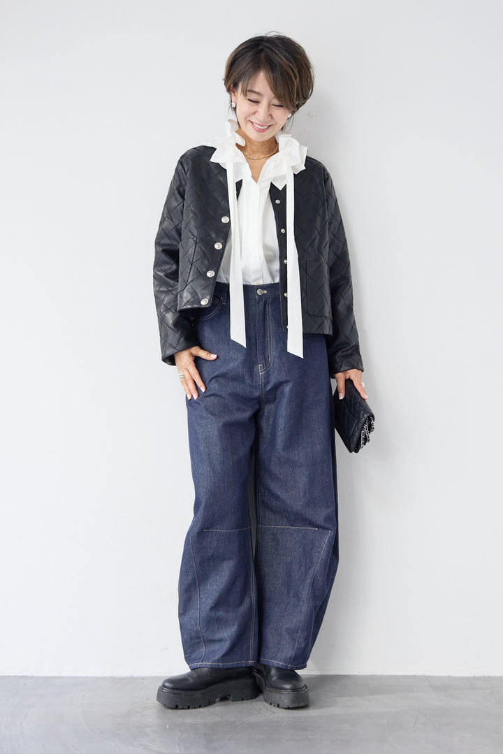 キルティングフェイクレザージャケット