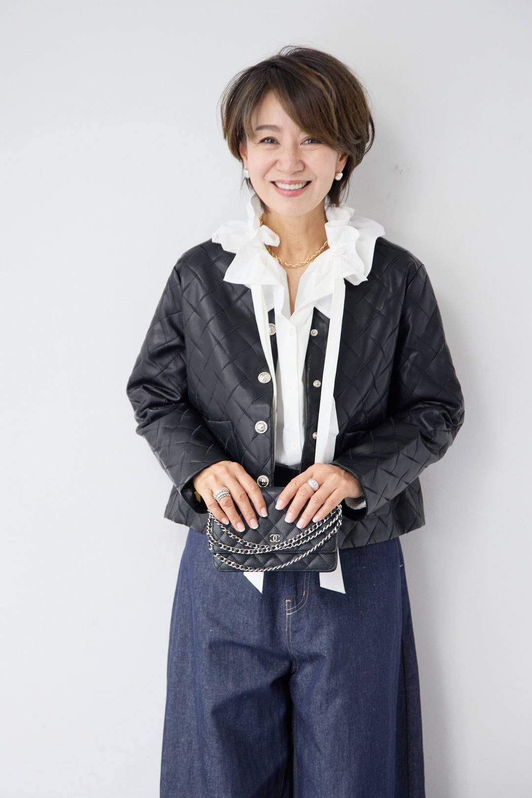 キルティングフェイクレザージャケット