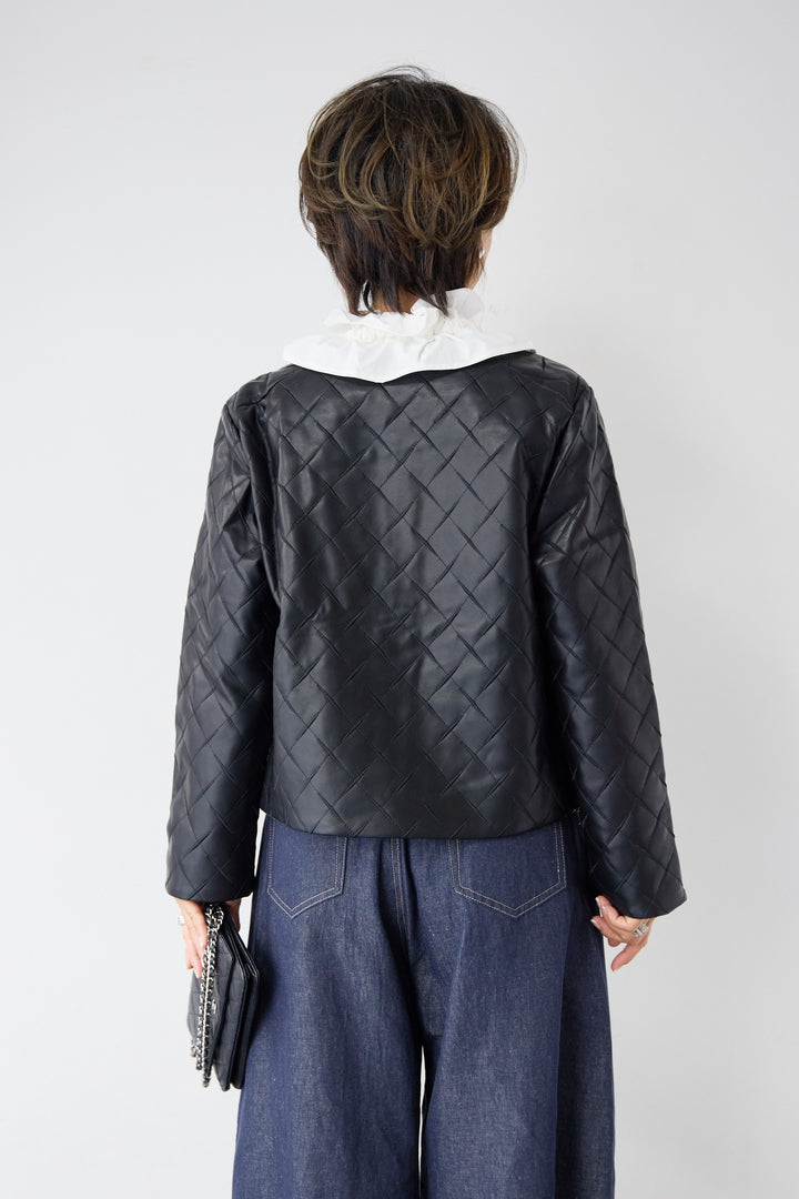 キルティングフェイクレザージャケット