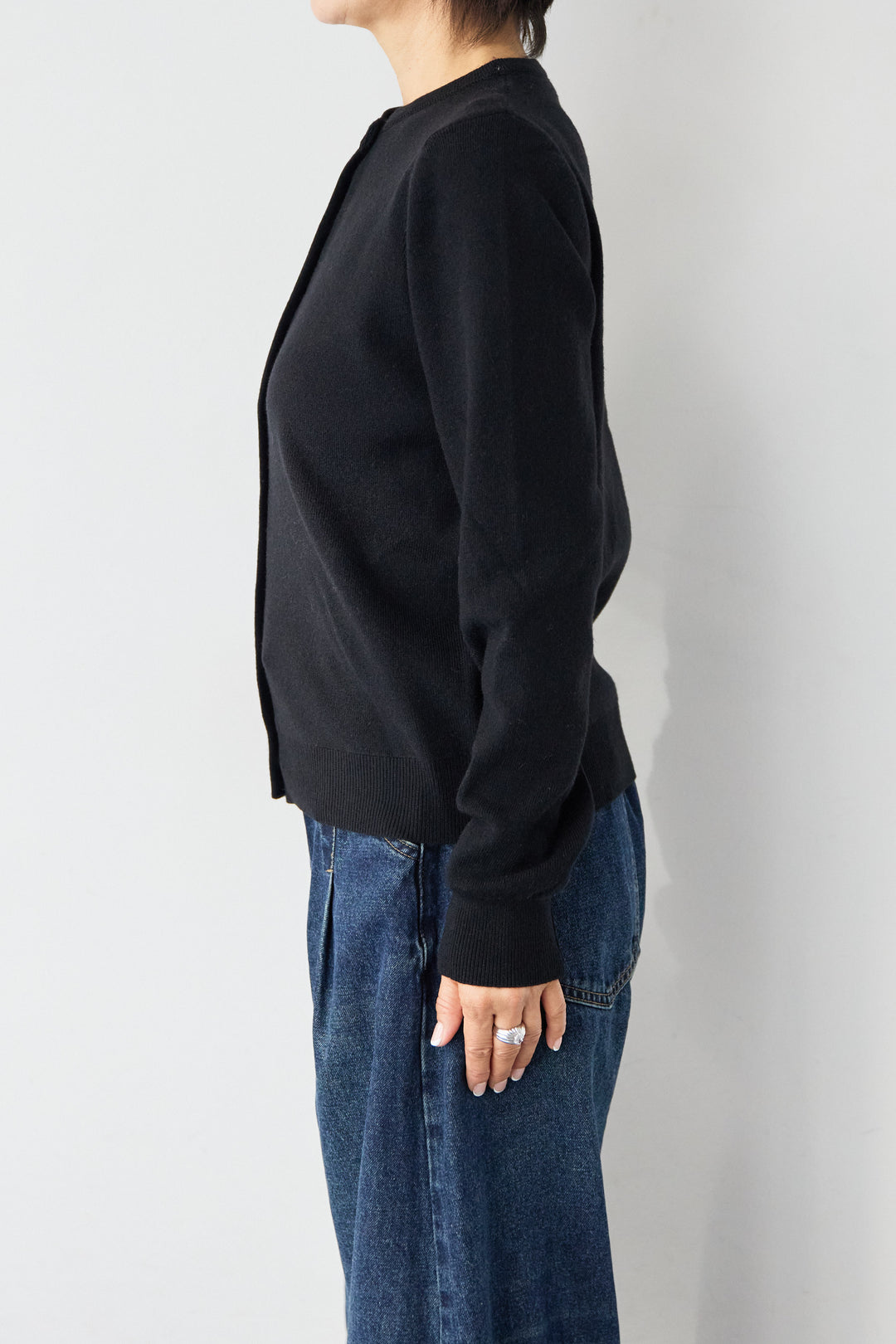 [SET]ストライプカラーニットカーディガン+カーブデニムパンツ(2set)