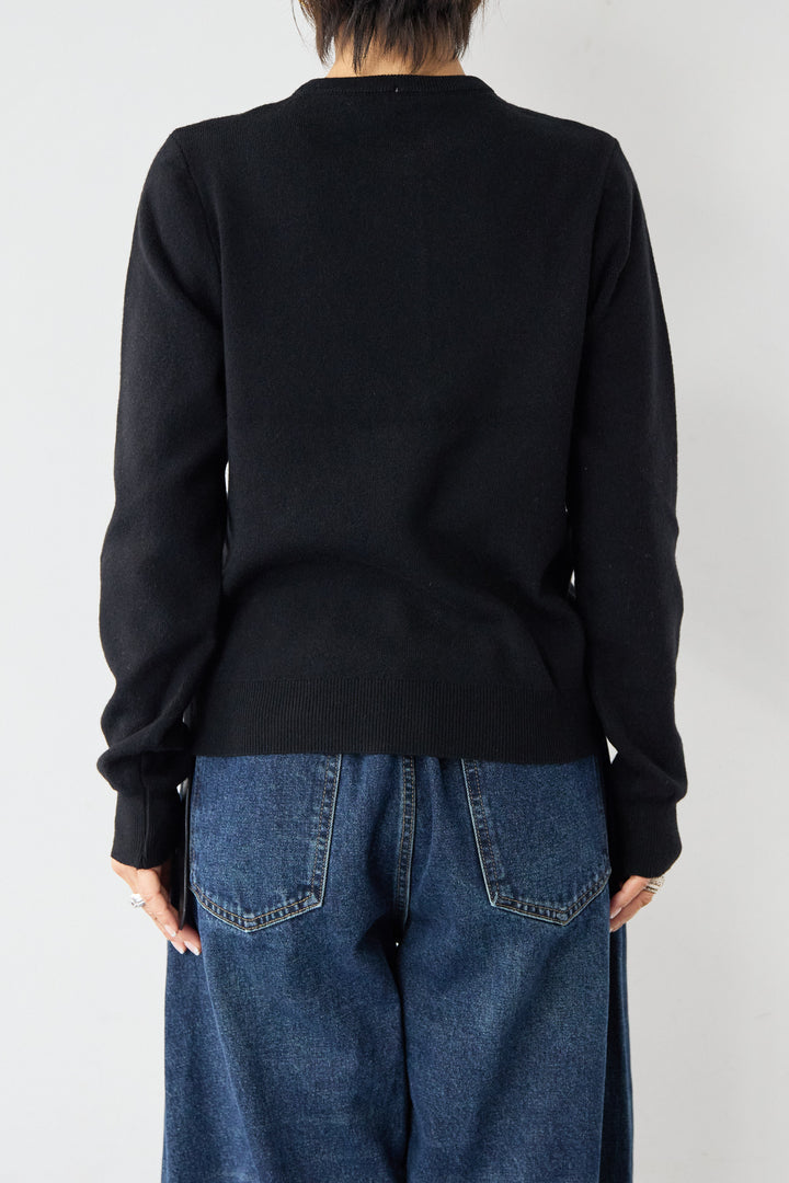 [SET]ストライプカラーニットカーディガン+カーブデニムパンツ(2set)