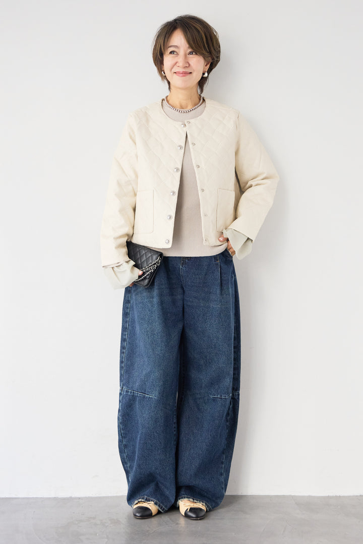 キルティングフェイクレザージャケット