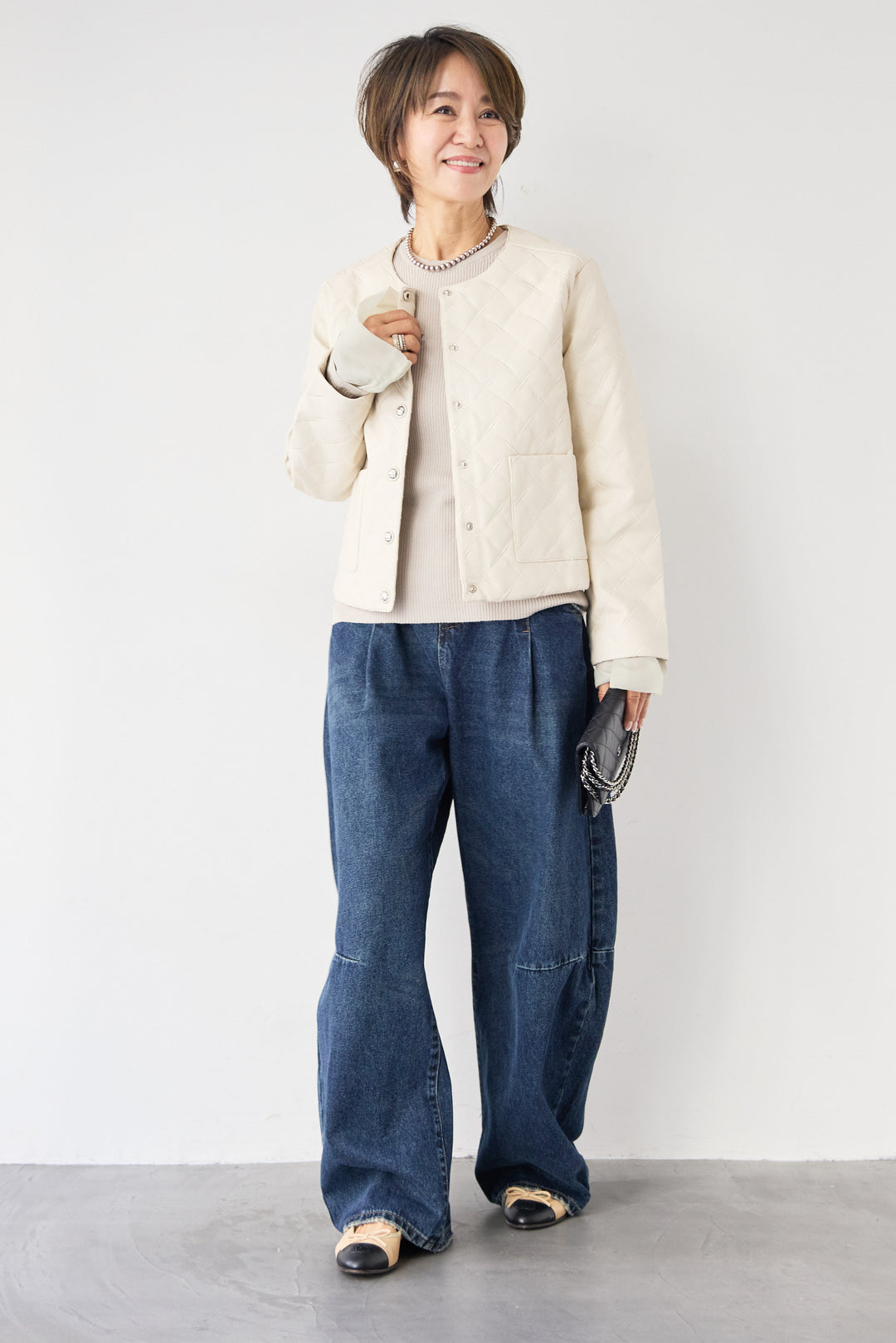 キルティングフェイクレザージャケット