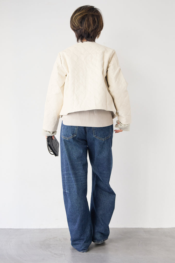 キルティングフェイクレザージャケット