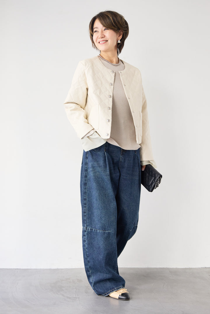 キルティングフェイクレザージャケット