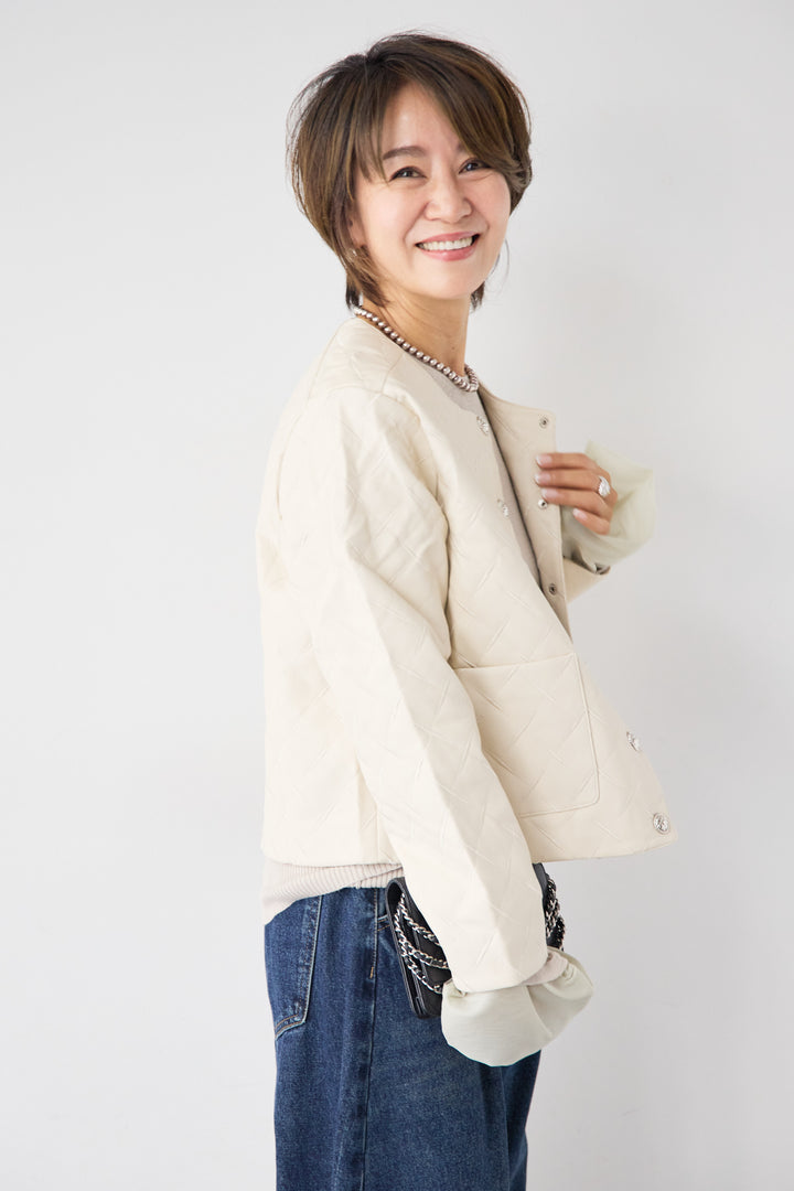 キルティングフェイクレザージャケット