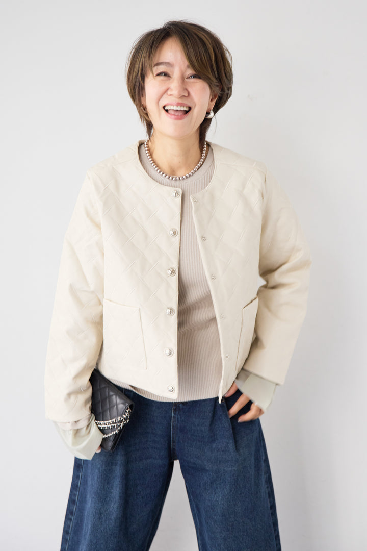 キルティングフェイクレザージャケット