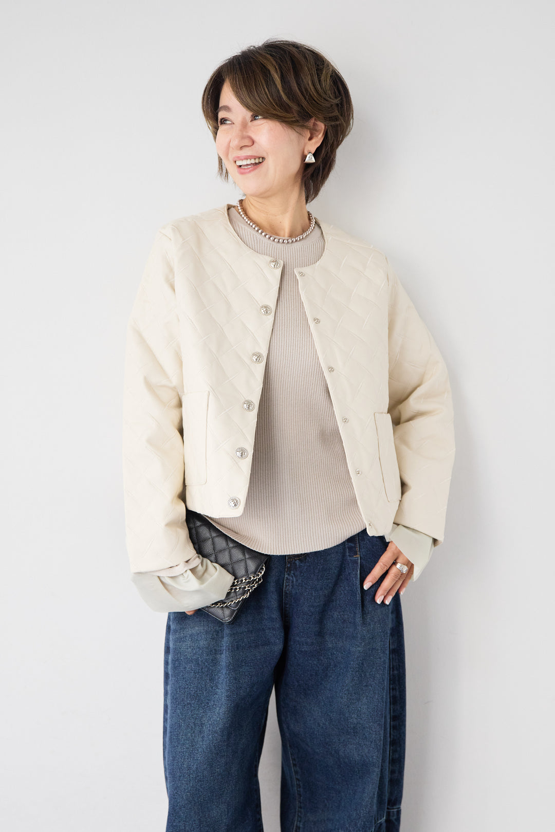 キルティングフェイクレザージャケット