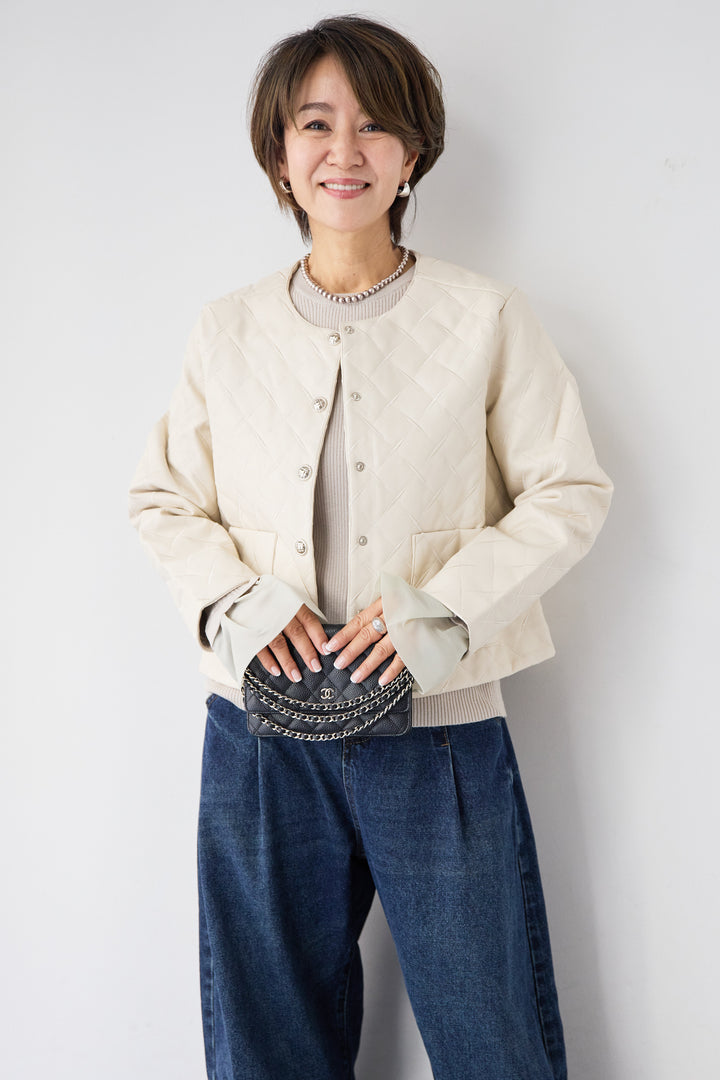 キルティングフェイクレザージャケット