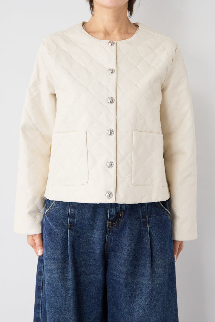 キルティングフェイクレザージャケット