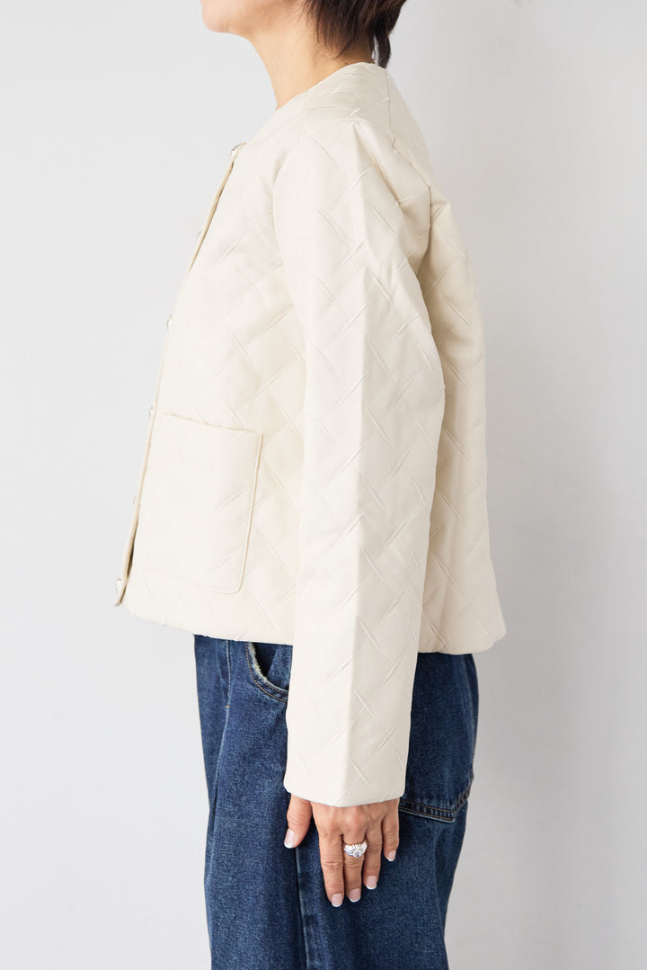 キルティングフェイクレザージャケット