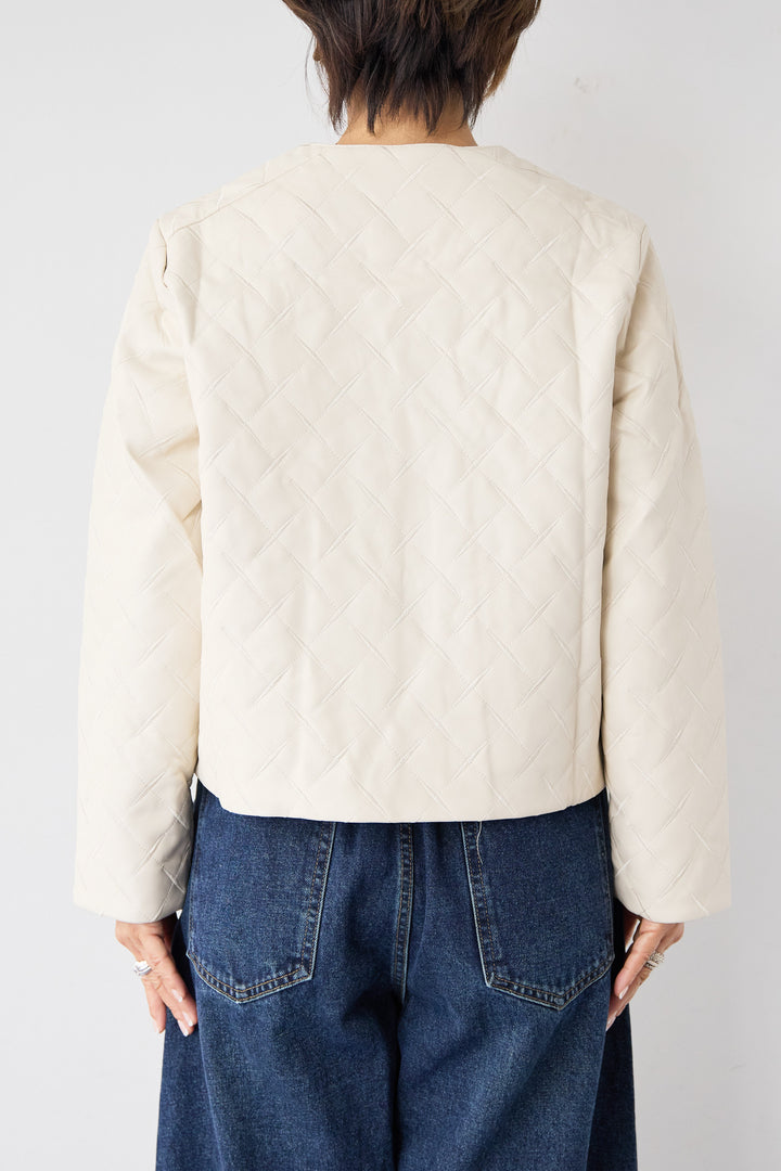 キルティングフェイクレザージャケット