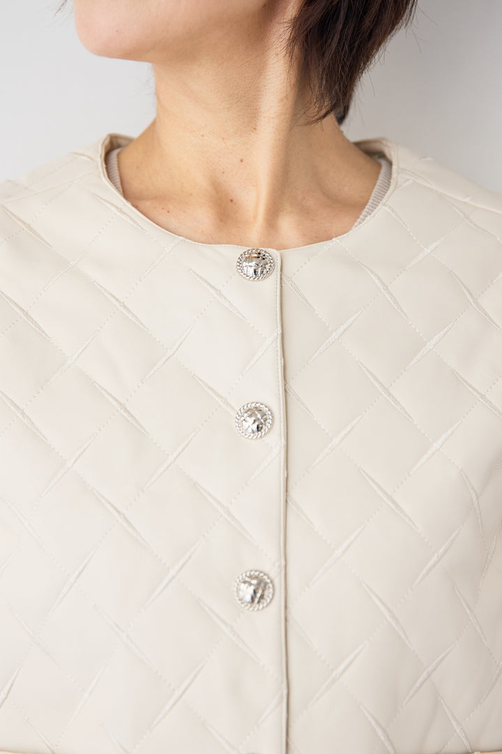 キルティングフェイクレザージャケット