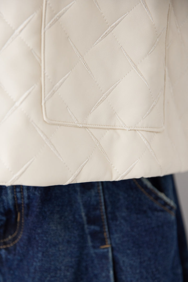 キルティングフェイクレザージャケット