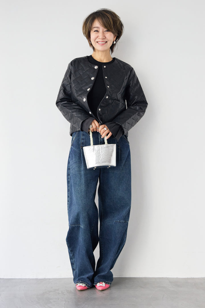 キルティングフェイクレザージャケット