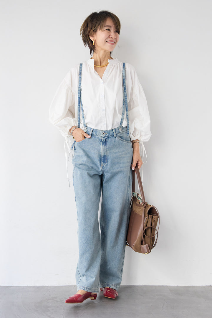 袖リボンギャザースリーブブラウス