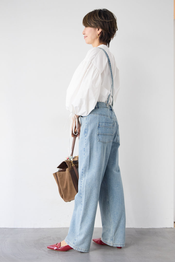 袖リボンギャザースリーブブラウス