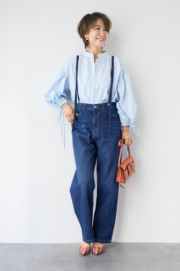 袖リボンギャザースリーブブラウス