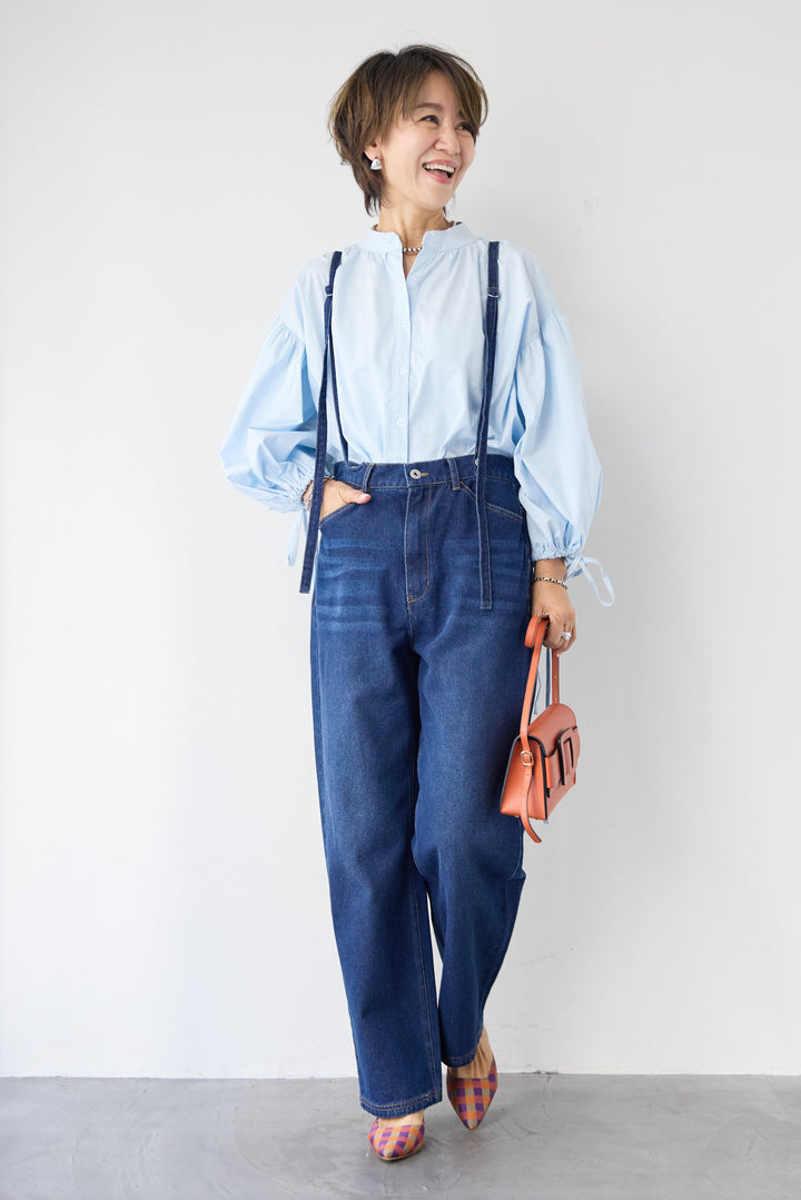 袖リボンギャザースリーブブラウス