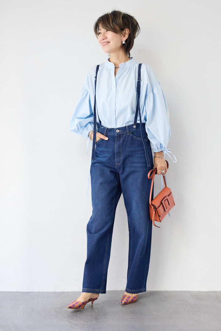 袖リボンギャザースリーブブラウス