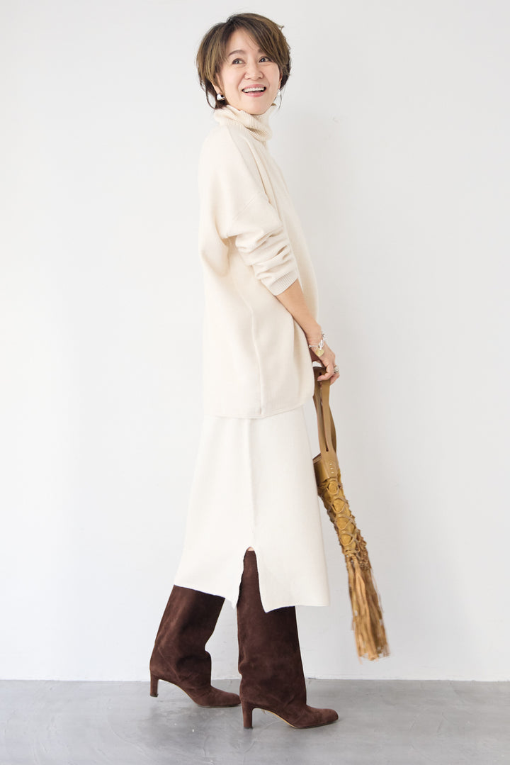 カノコ編みミディ丈ニットスカート