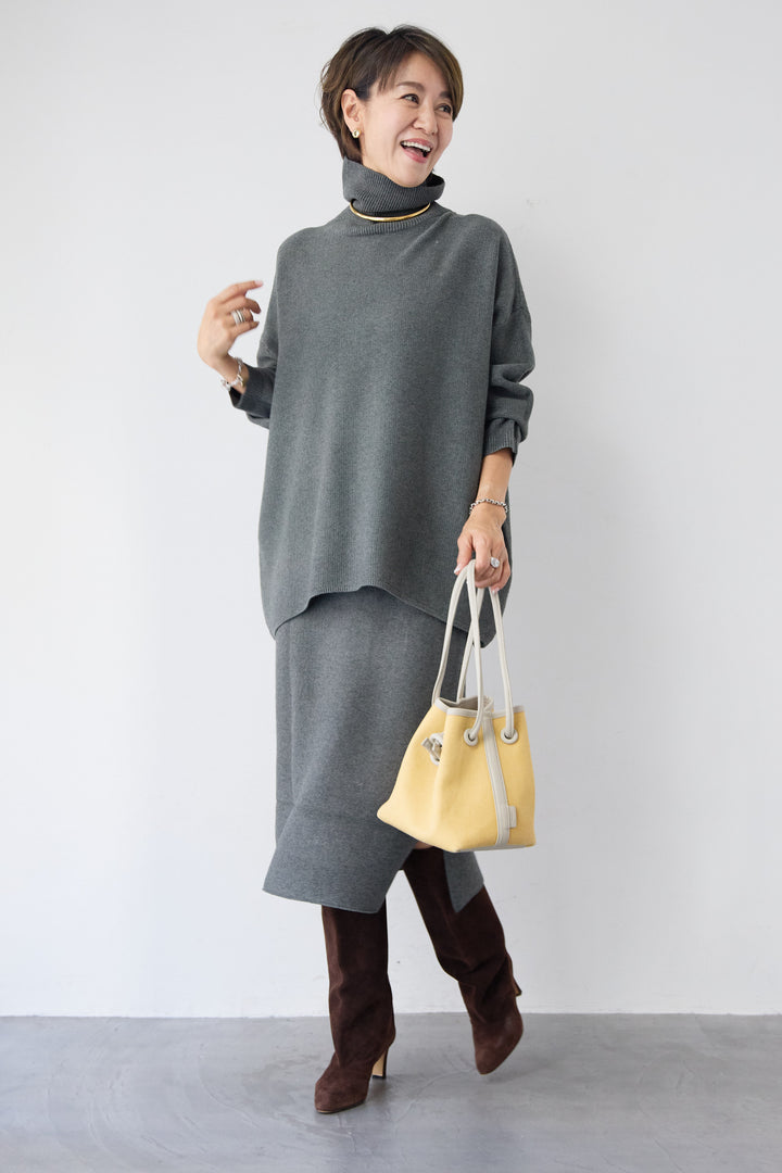 カノコ編みミディ丈ニットスカート