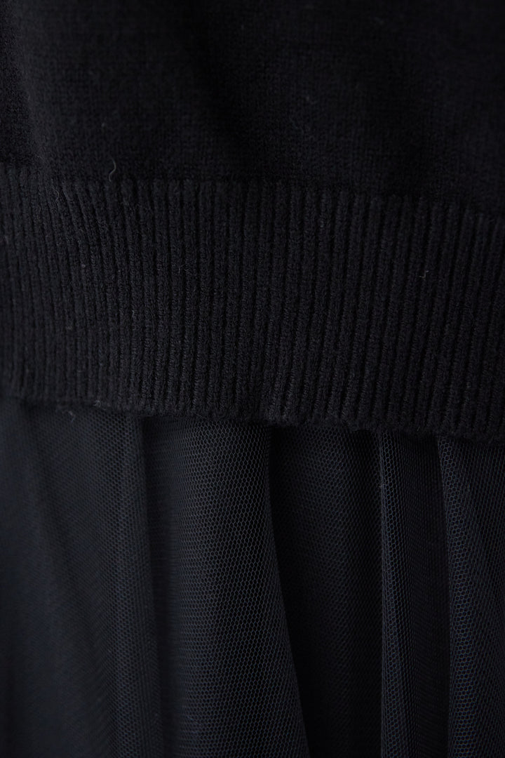 スカーフ付きニットベスト×チュールワンピース 3点セット