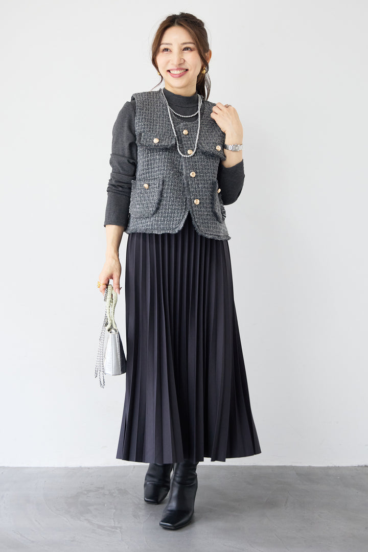 クラシカルベスト×ロングプリーツワンピースセット