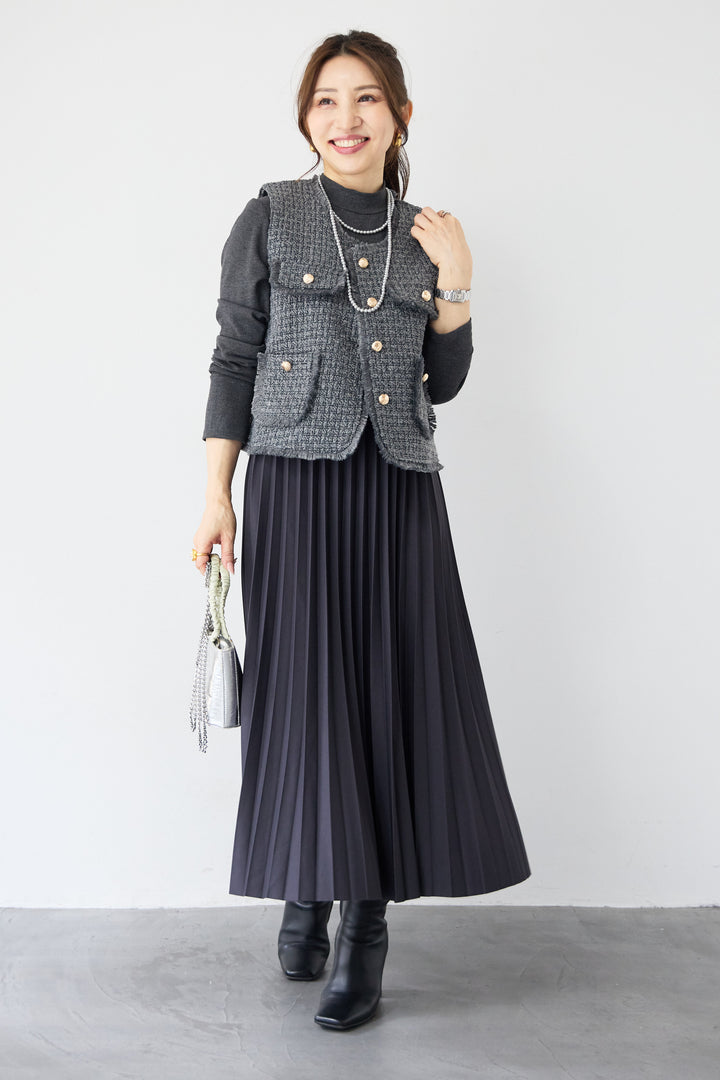 クラシカルベスト×ロングプリーツワンピースセット