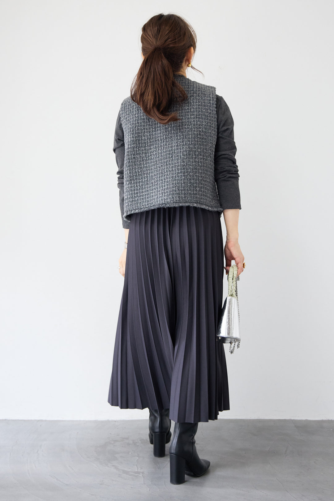 クラシカルベスト×ロングプリーツワンピースセット