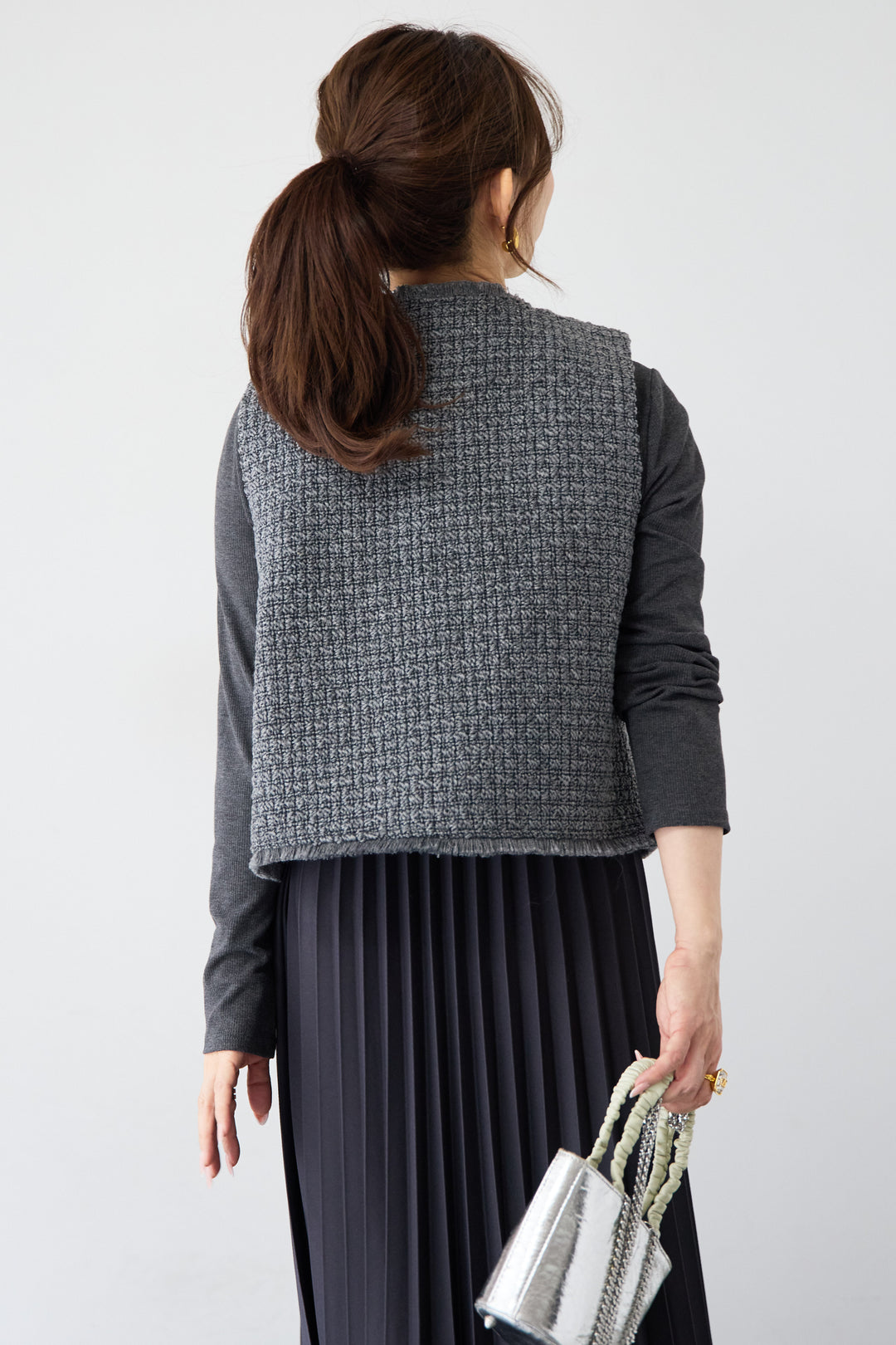 クラシカルベスト×ロングプリーツワンピースセット