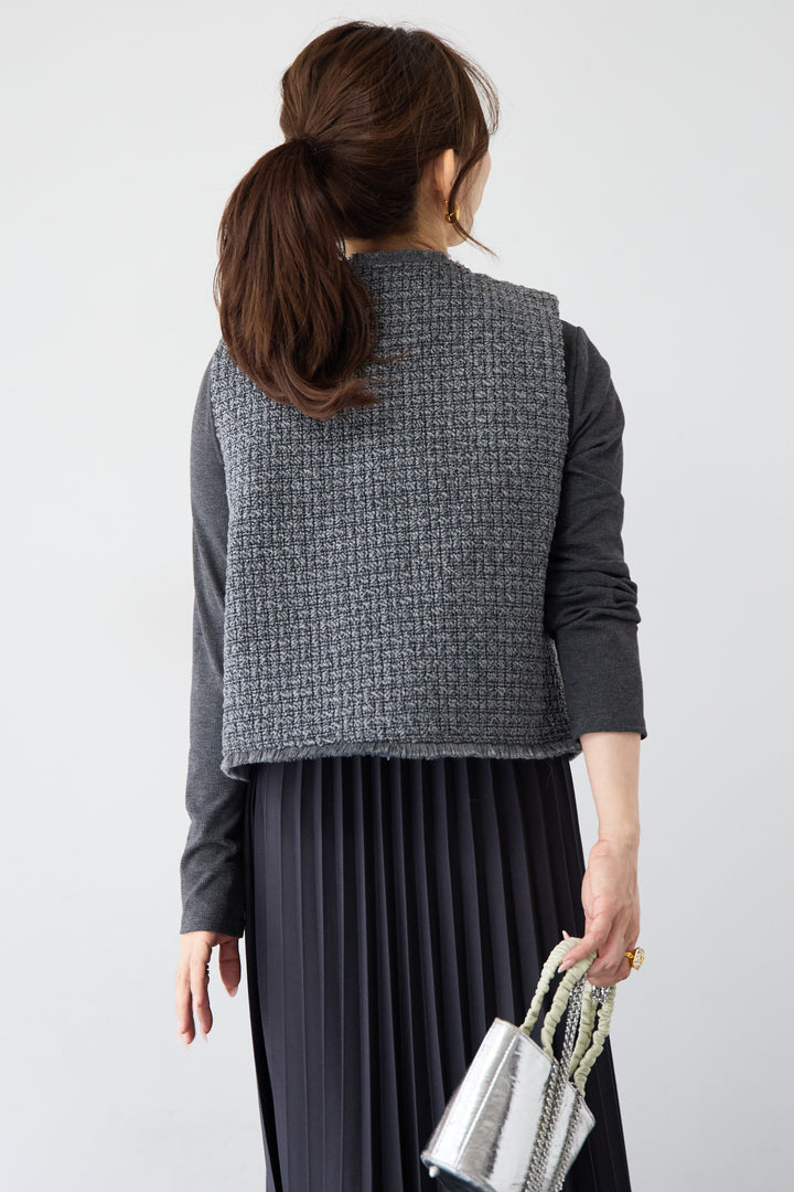 クラシカルベスト×ロングプリーツワンピースセット