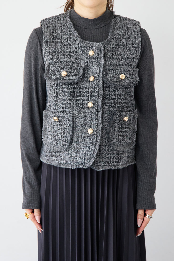 クラシカルベスト×ロングプリーツワンピースセット