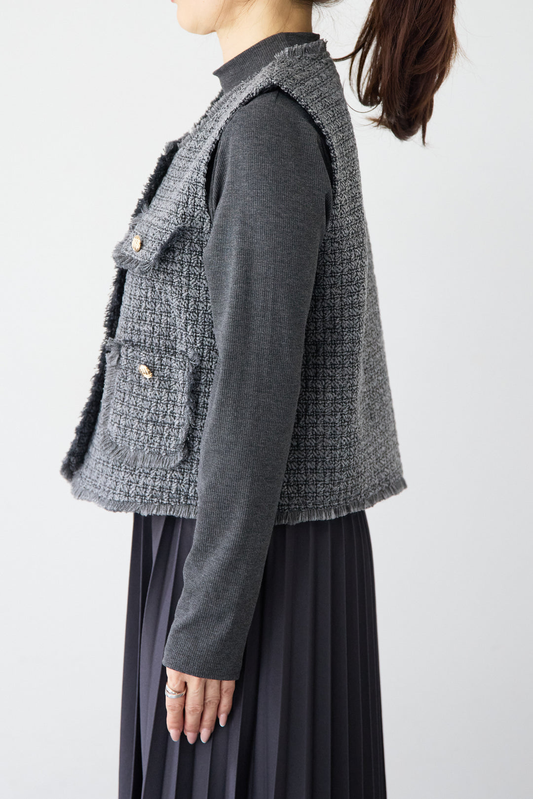 クラシカルベスト×ロングプリーツワンピースセット